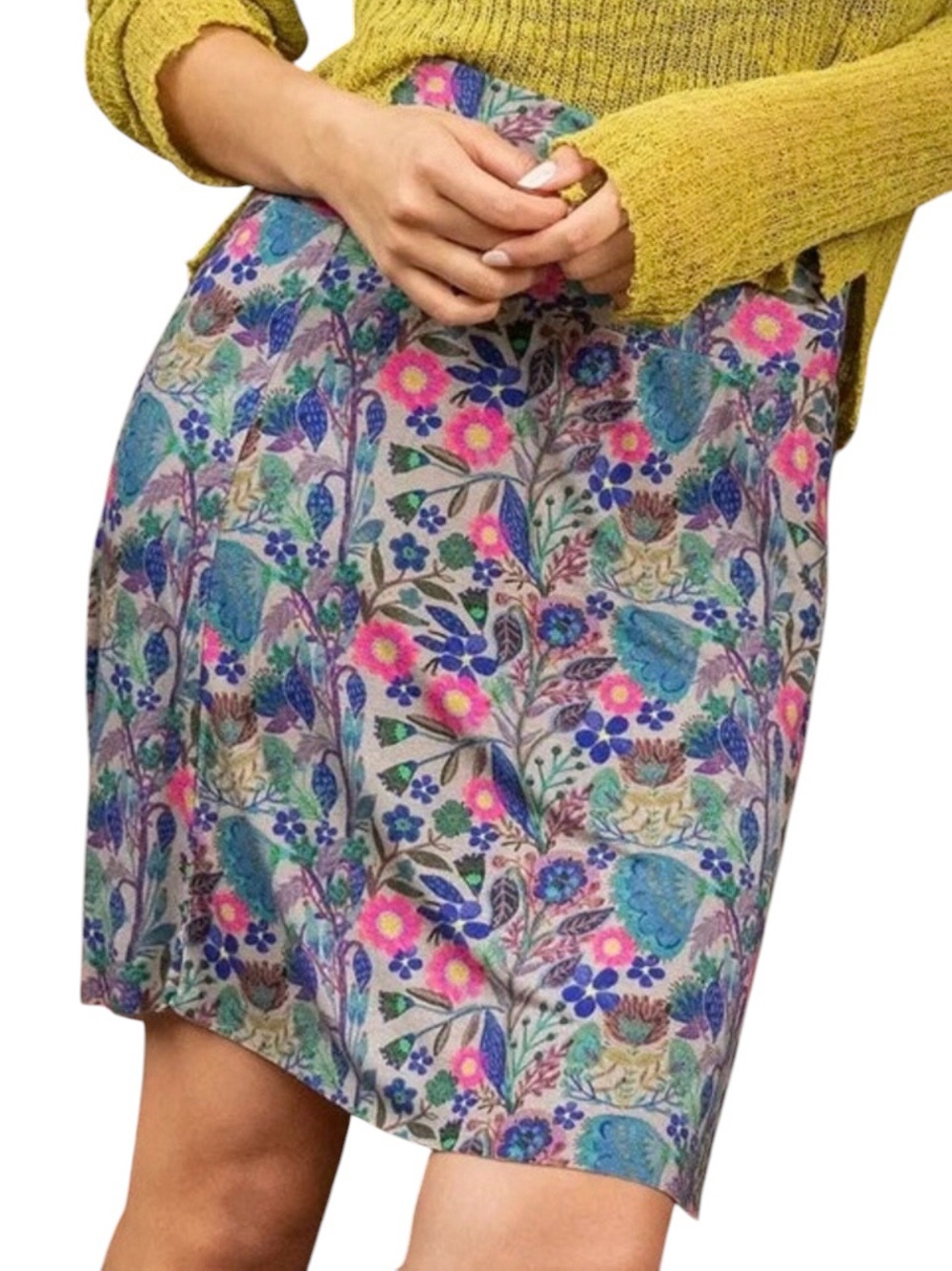 Natural Life ButterSoft Whimsical Floral Mini Skirt Foldover Waist NWT Medium